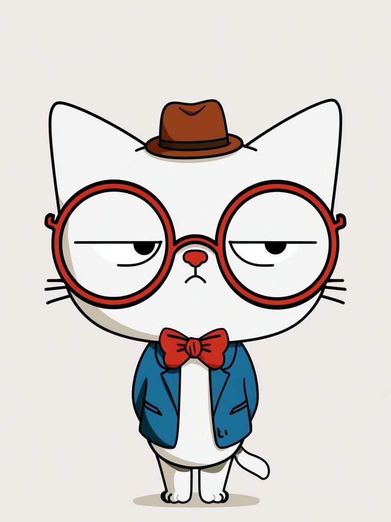 Hipster Cat Illustration Poster. poster detail
