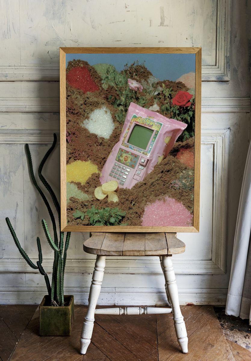 Surreal Pink Phone Garden Poster room preview