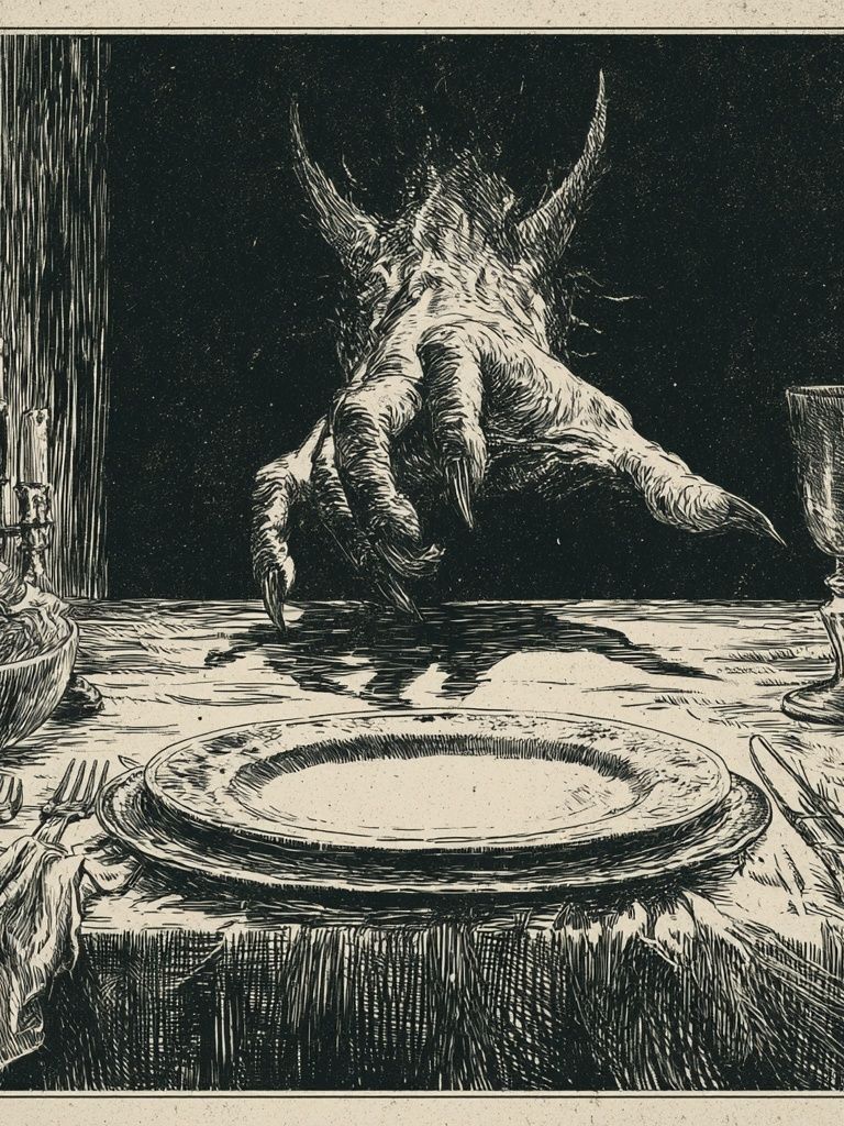 Monster Dinner Table Illustration Print. poster — illustration art