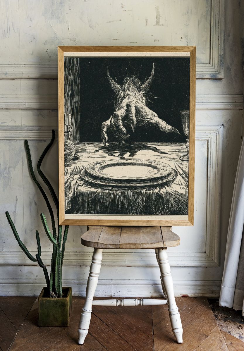 Monster Dinner Table Illustration Print. — room view 1