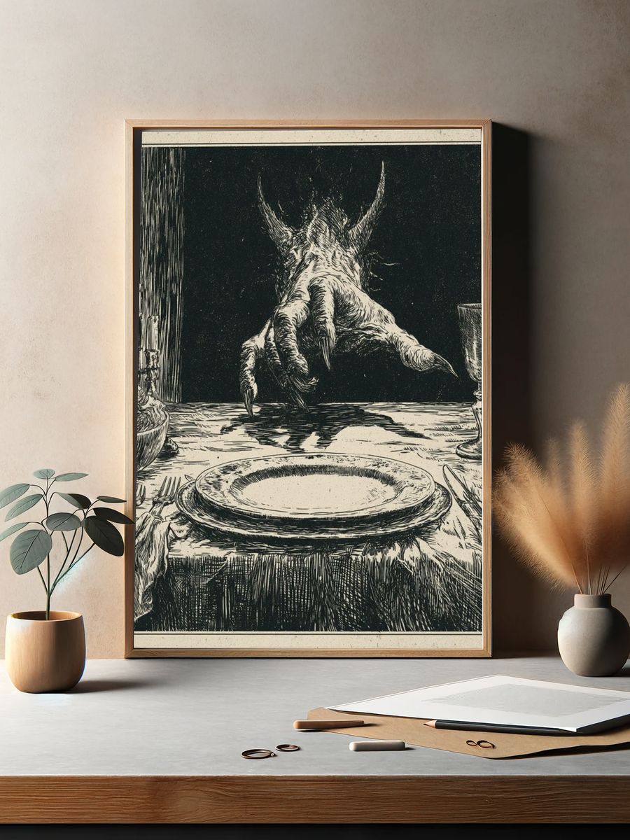 Monster Dinner Table Illustration Print. — room view 2