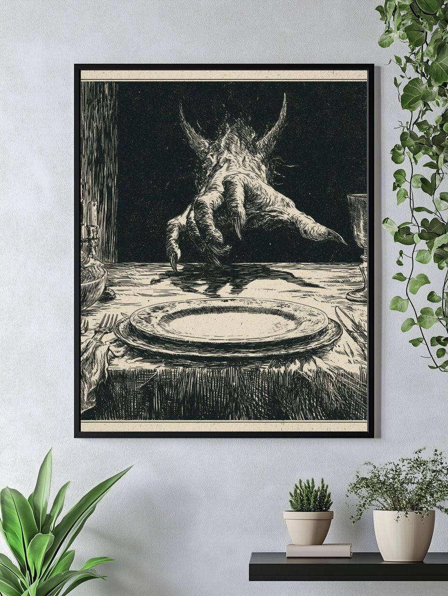 Monster Dinner Table Illustration Print. — room view 4
