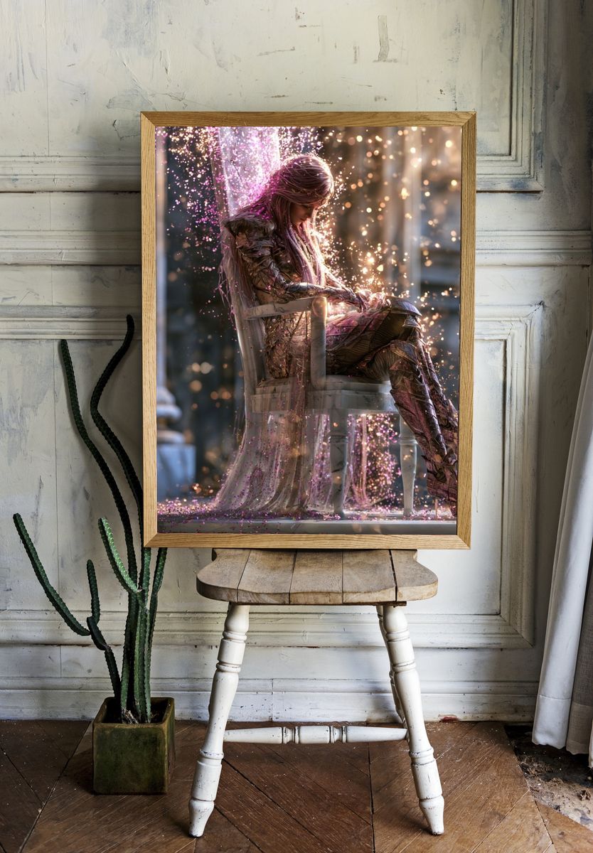 Enchanted Seated Figure Digital Art Print. room preview