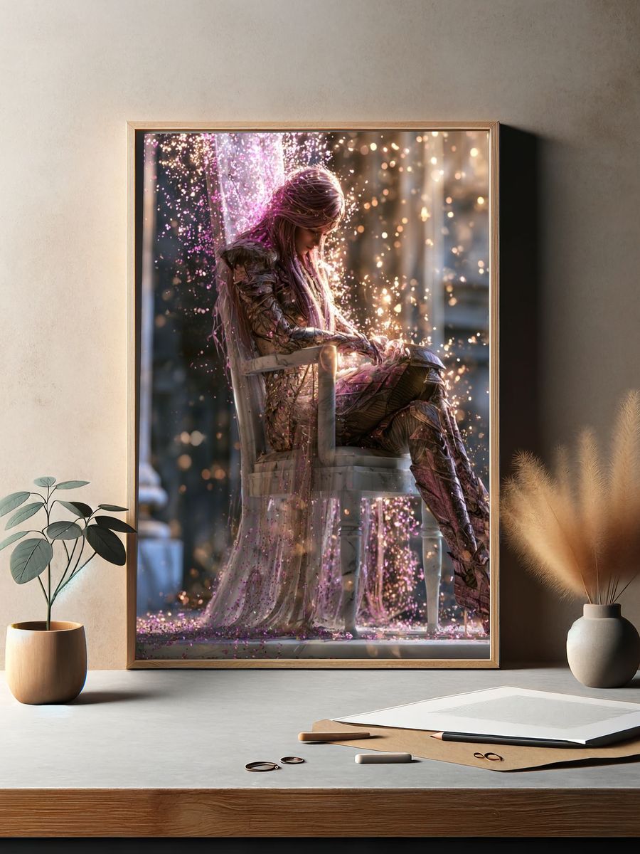 Enchanted Seated Figure Digital Art Print. — room view 2
