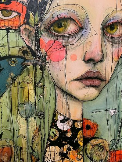 Surreal Girl Portrait Illustration Poster.