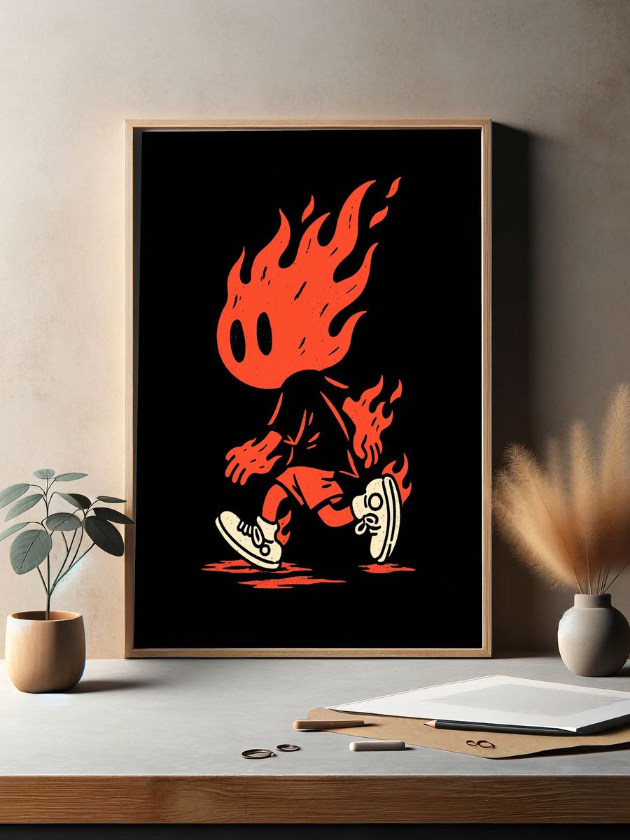 Flaming Runner Illustration Poster. — room view 2