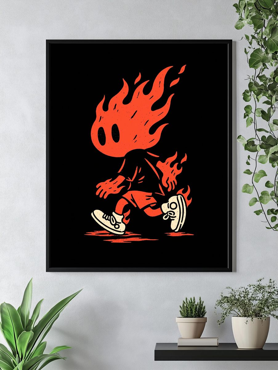 Flaming Runner Illustration Poster. — room view 4