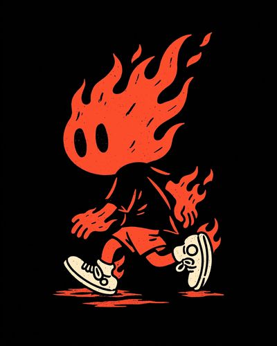 Flaming Runner Illustration Poster. poster