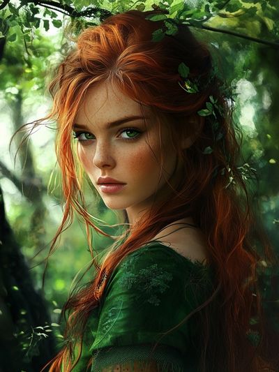 Forest Red-Haired Portrait Print. poster