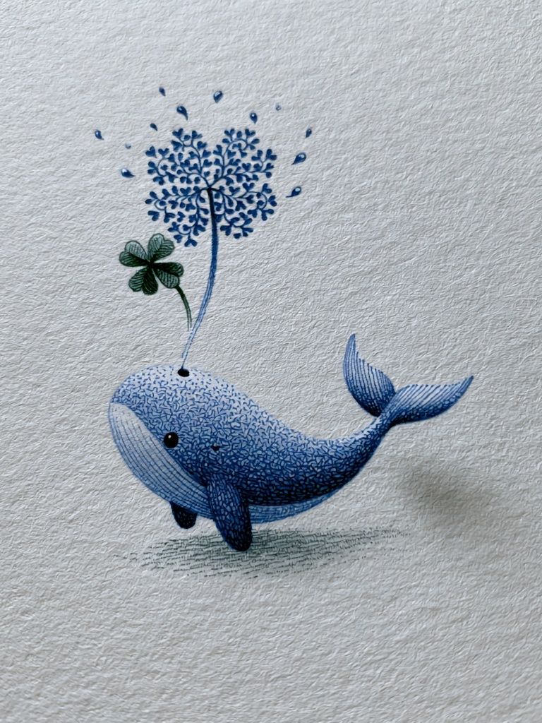 Whale and Clover Illustration Poster. poster — illustration art