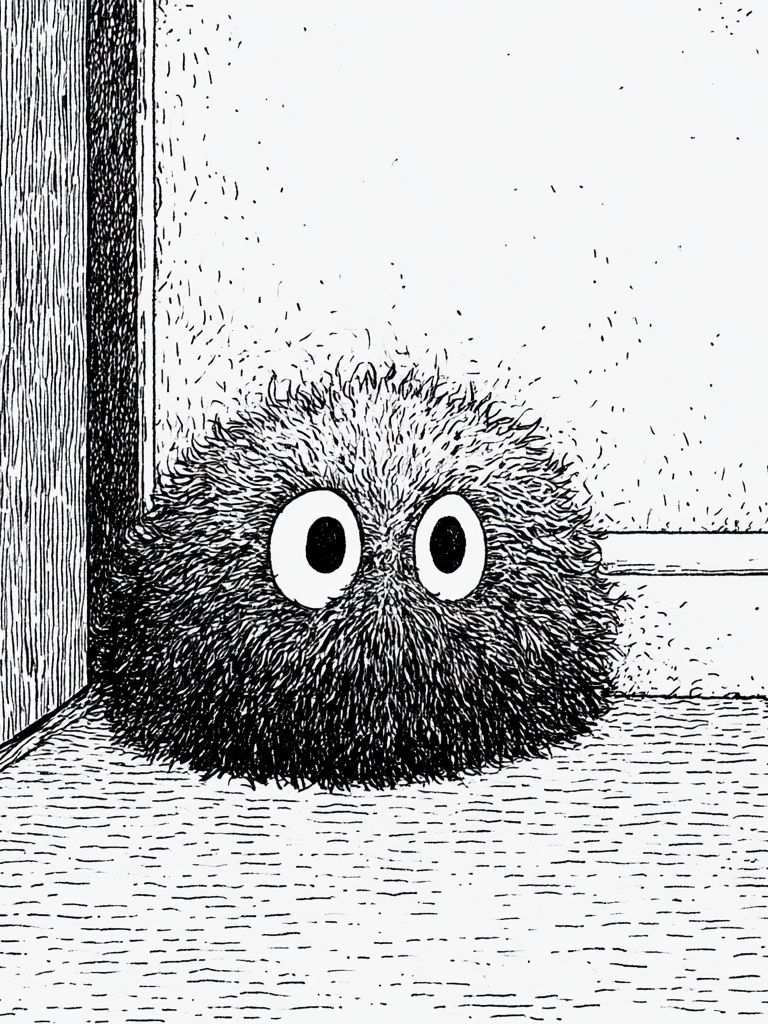 Fuzzy Creature Black-White Print. poster detail