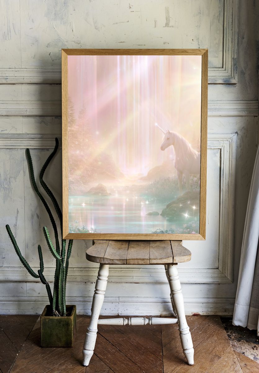 Enchanted Unicorn Forest Print. — room view 1
