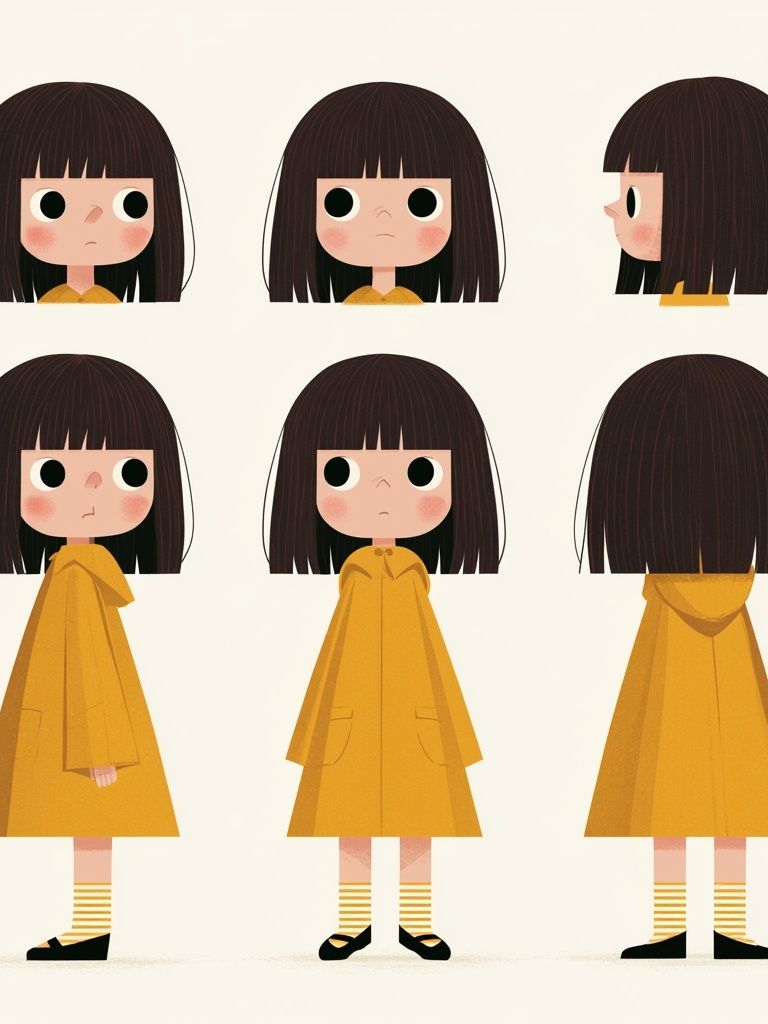 Girl Character Turnaround Illustration Poster. poster detail