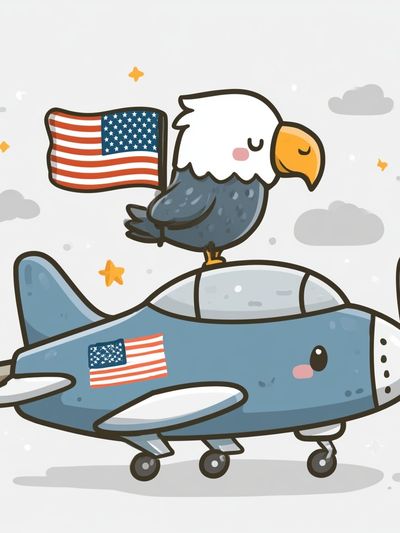 Patriotic Eagle Airplane Illustration Poster. poster print