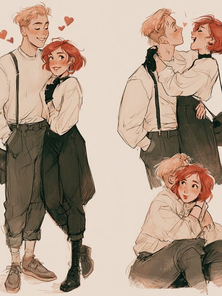 Romantic Couple Sketch Poster. poster — illustration art