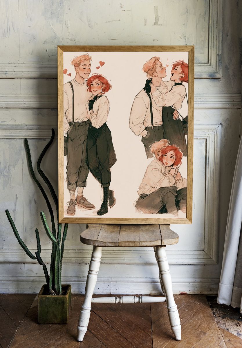 Romantic Couple Sketch Poster. room preview