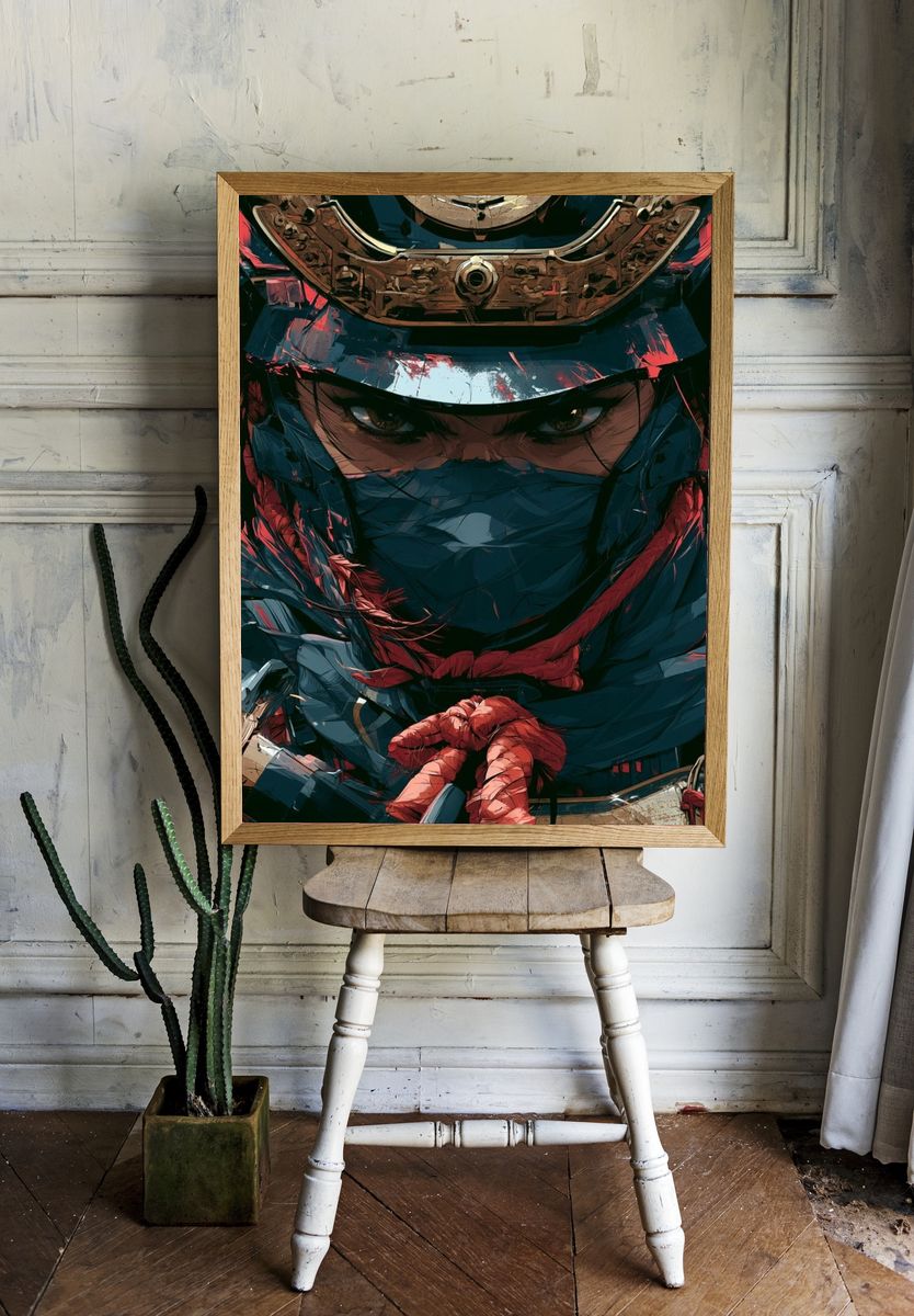 Samurai Warrior Digital Art Poster. room preview