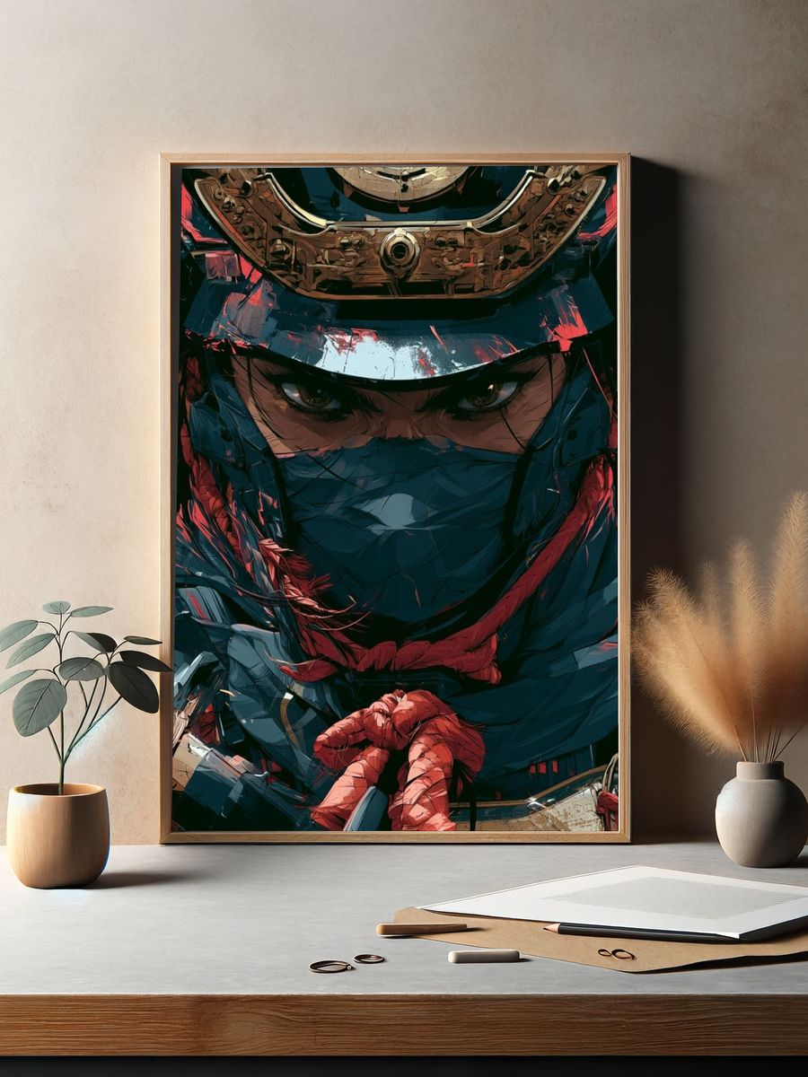 Samurai Warrior Digital Art Poster. — room view 2