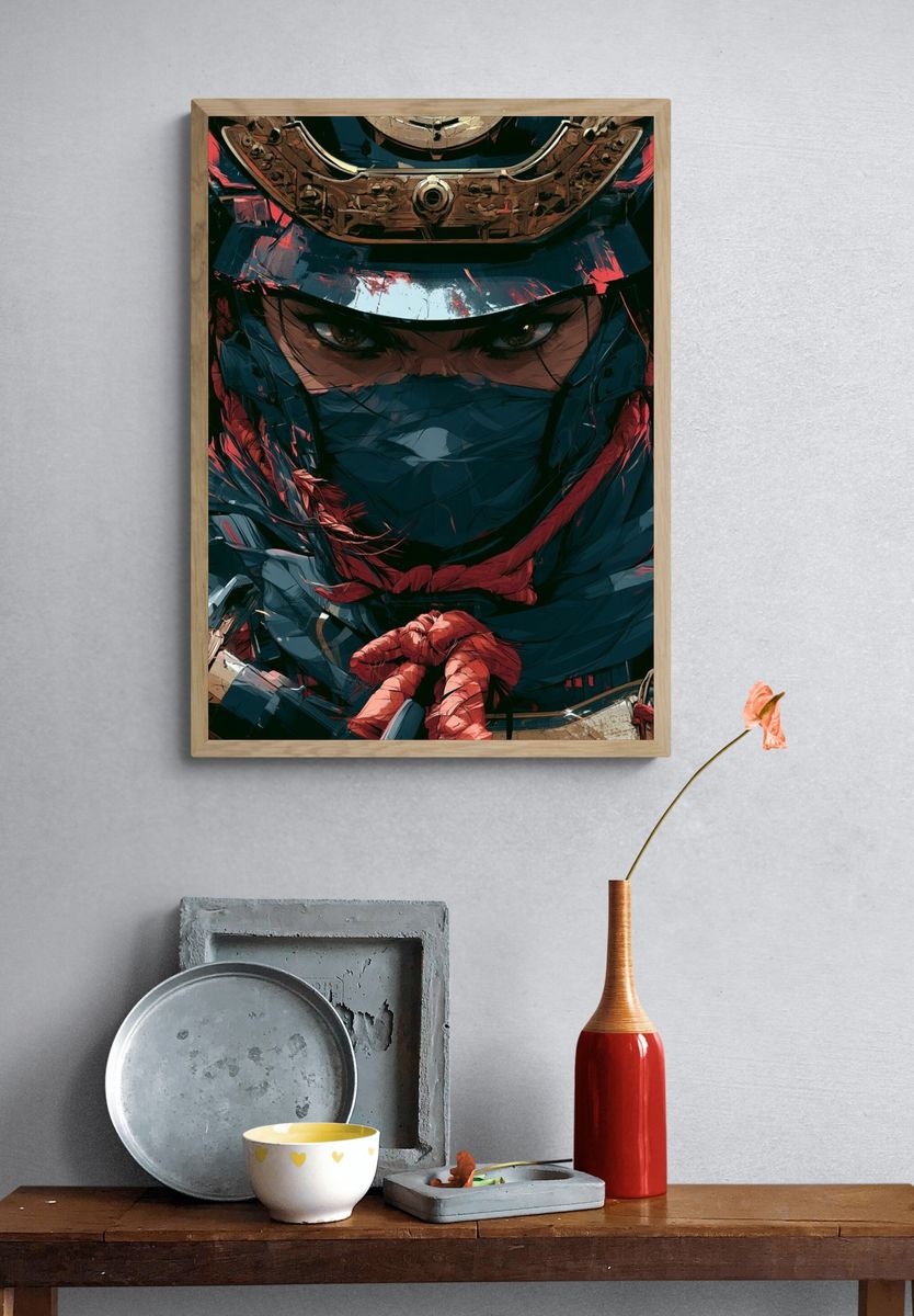 Samurai Warrior Digital Art Poster. — room view 3