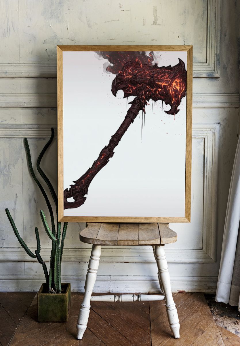 Molten Battle Axe Illustration Poster. room preview