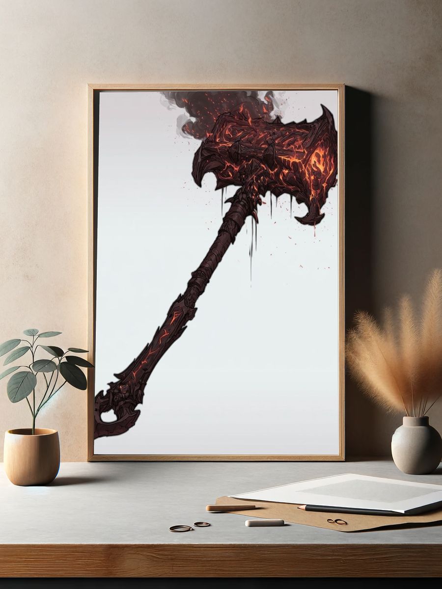 Molten Battle Axe Illustration Poster. — room view 2
