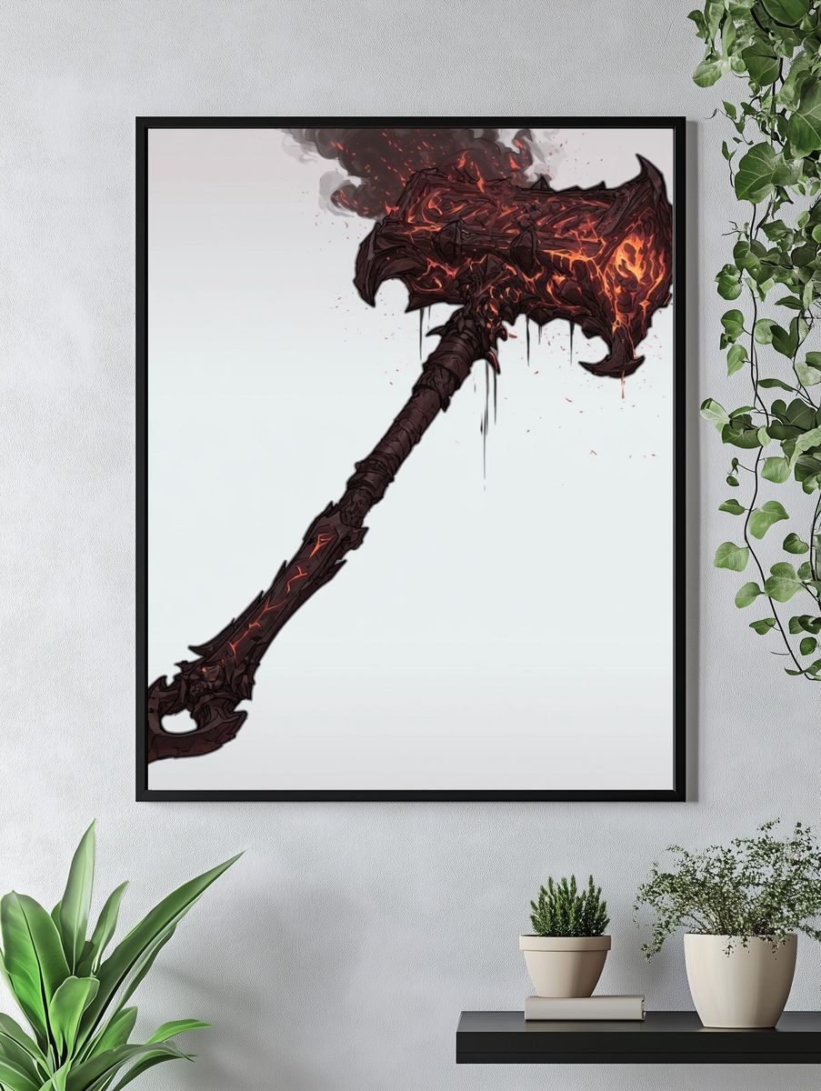 Molten Battle Axe Illustration Poster. — room view 4