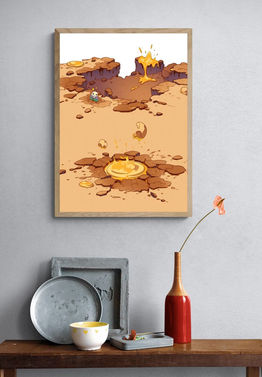 Molten Crater Illustration Poster. — room view 3