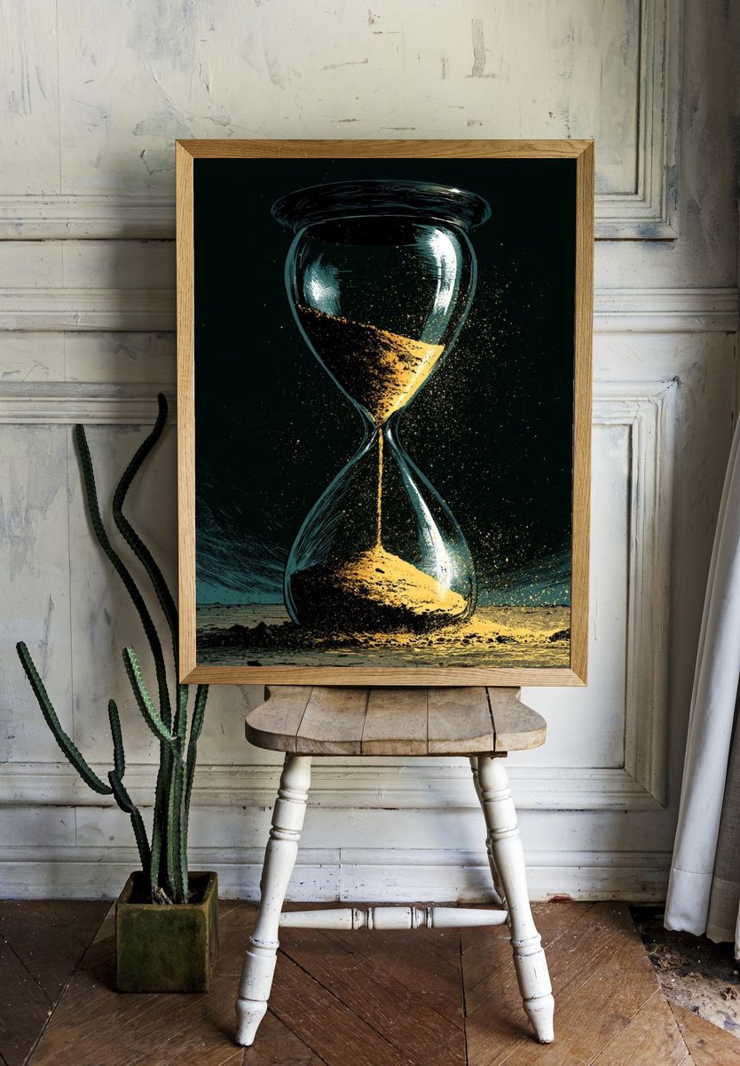 Surreal Hourglass Illustration Poster. room preview