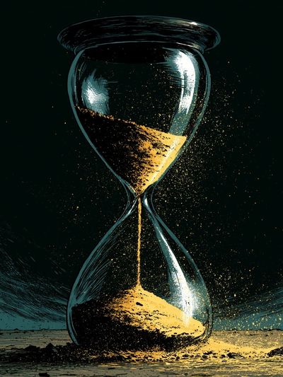 Surreal Hourglass Illustration Poster.