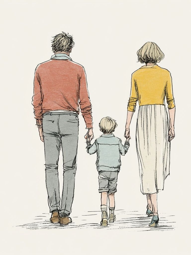 Family Walk Illustration Poster. poster — illustration art
