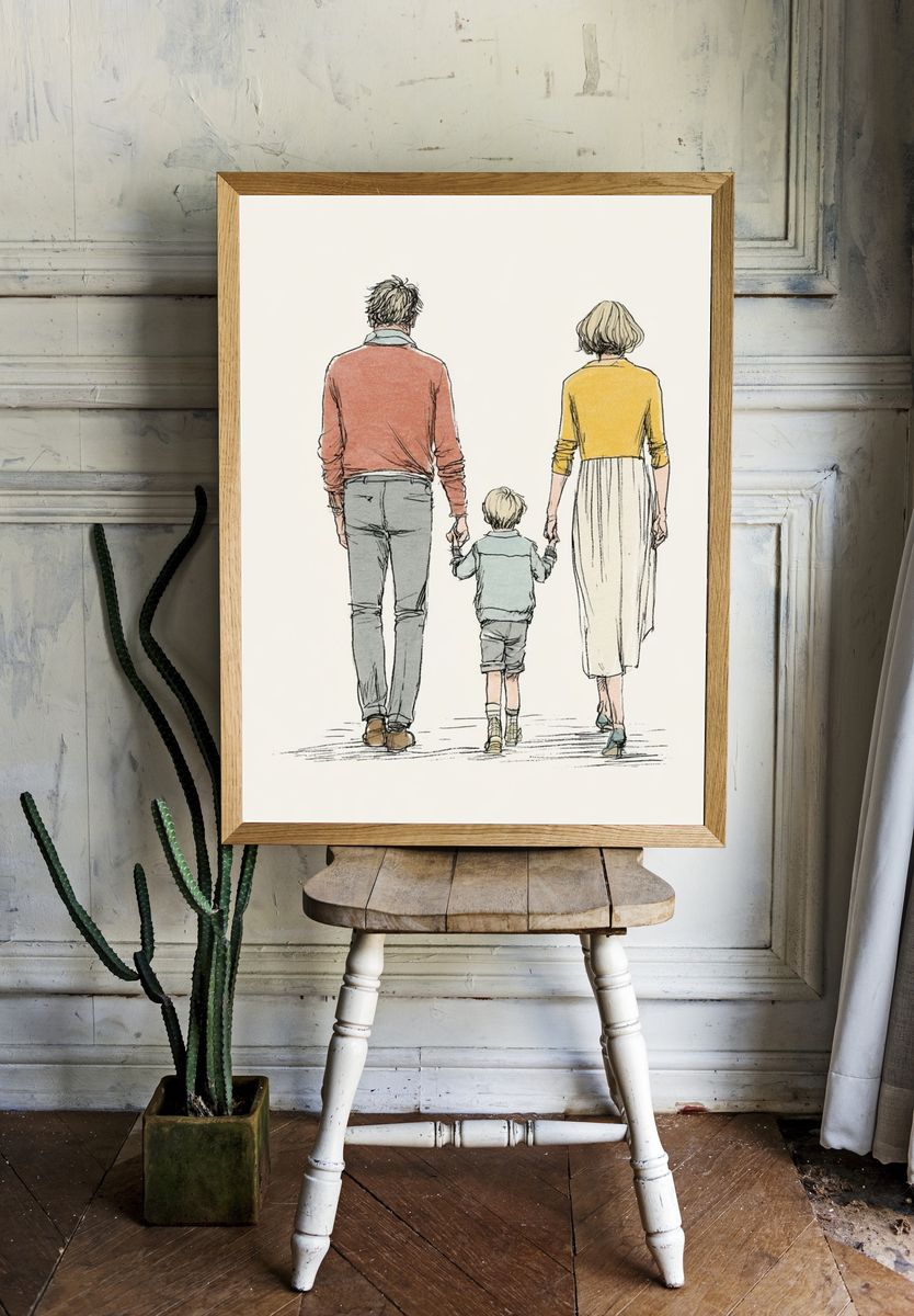 Family Walk Illustration Poster. room preview