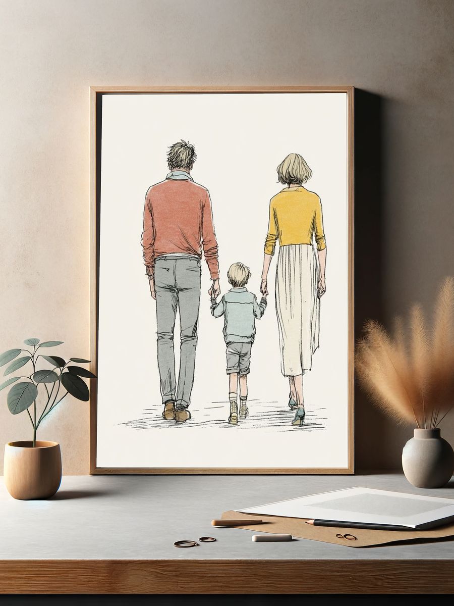 Family Walk Illustration Poster. — room view 2