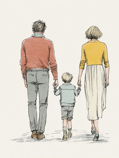 Family Walk Illustration Poster.