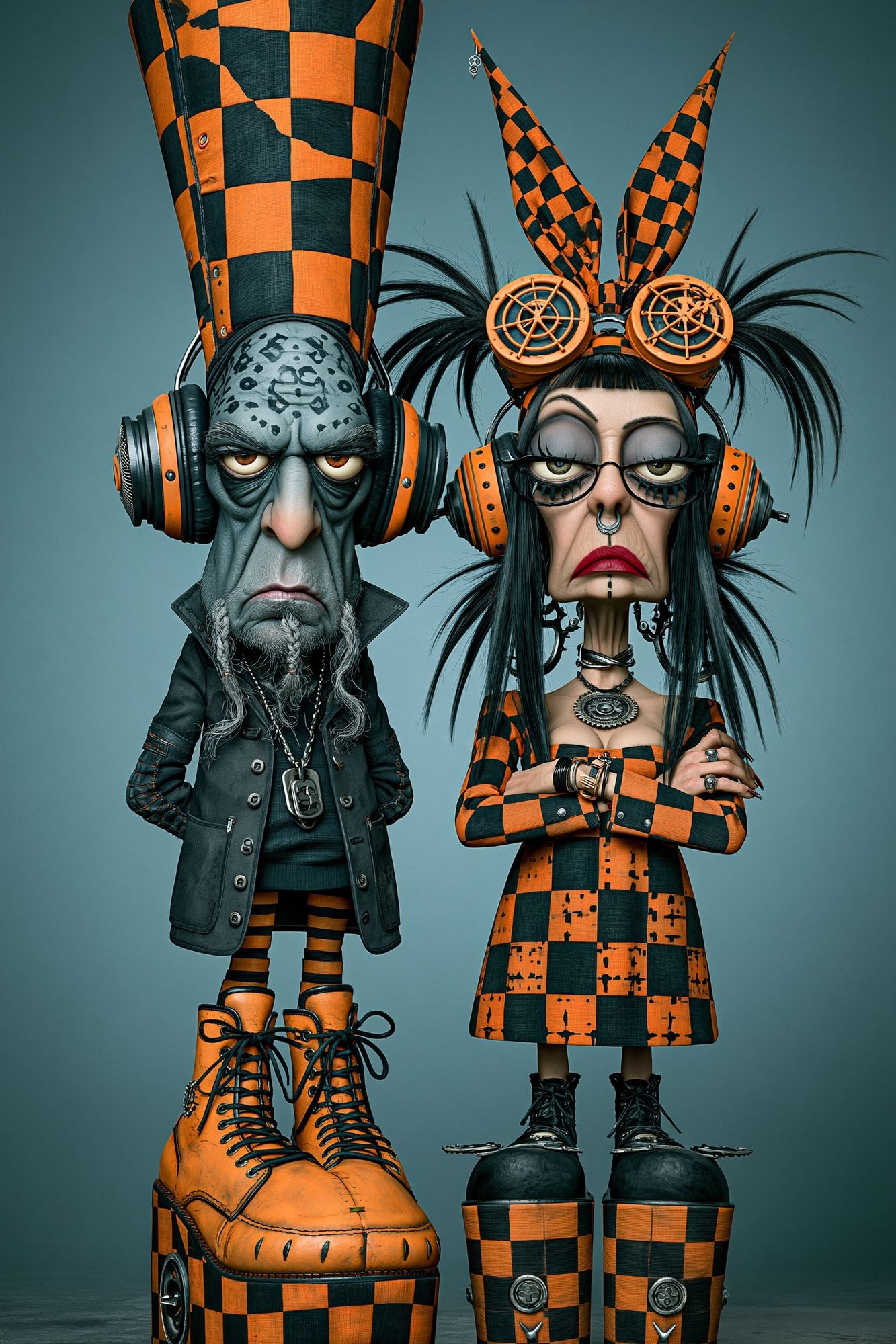 Punk Duo Character Print. poster — illustration art
