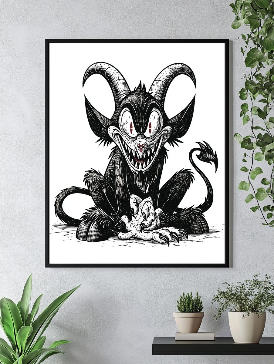 Demonic Goat Illustration Poster. — room view 4