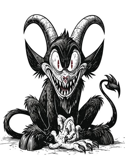 Demonic Goat Illustration Poster. poster print