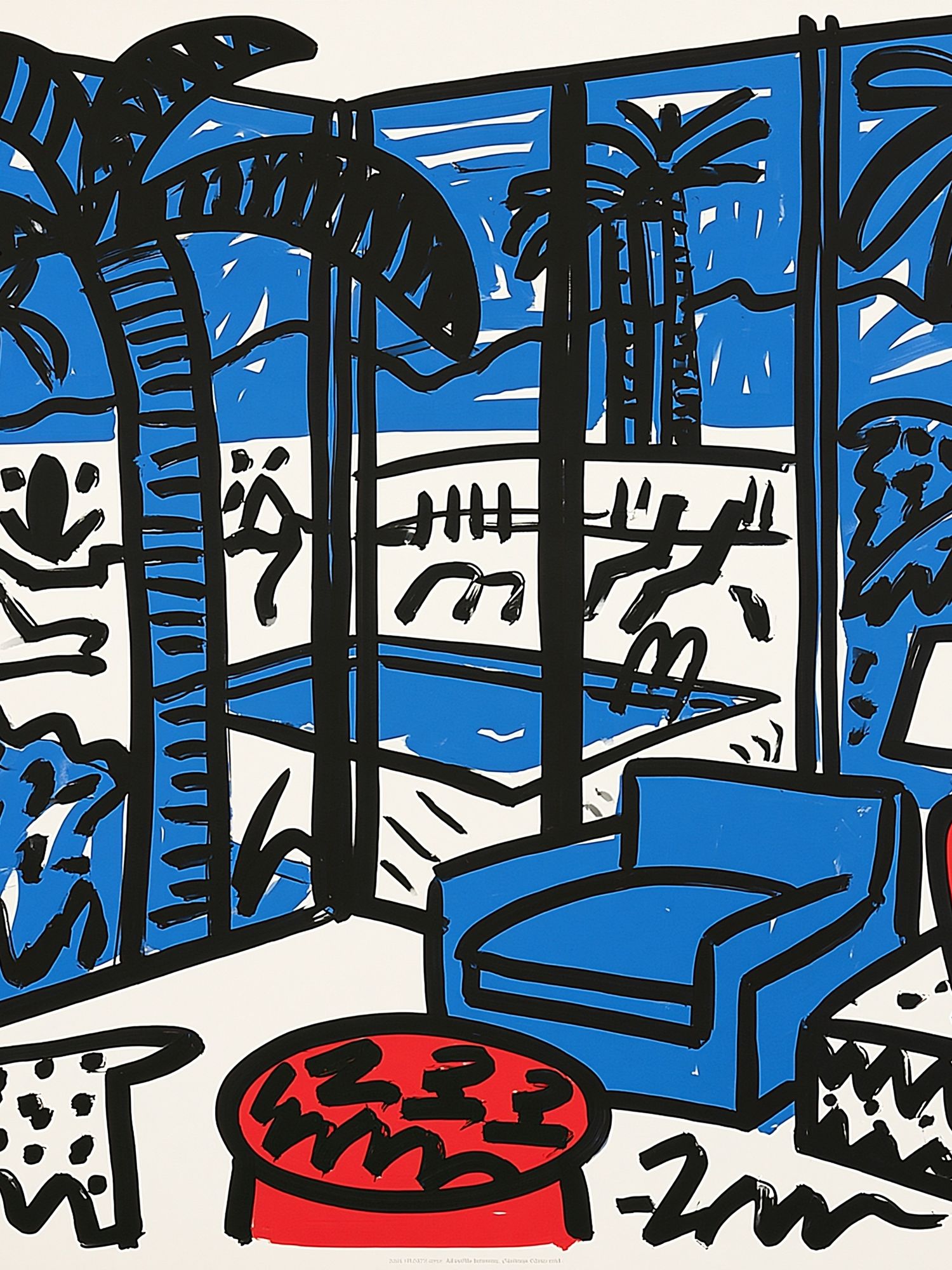 Blue Interior Sketch Poster. poster detail