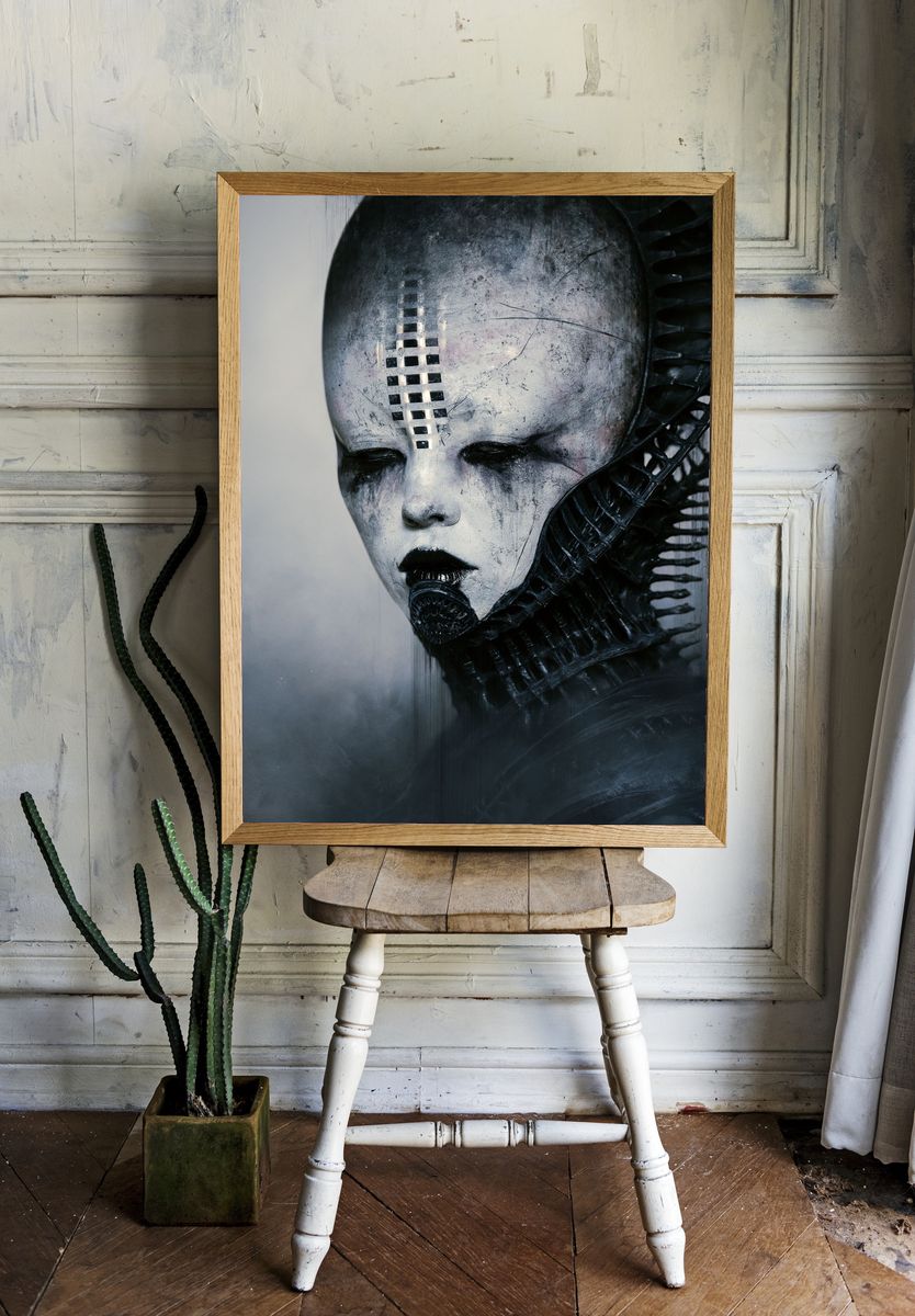 Cyberpunk Mask Portrait Poster. — room view 1