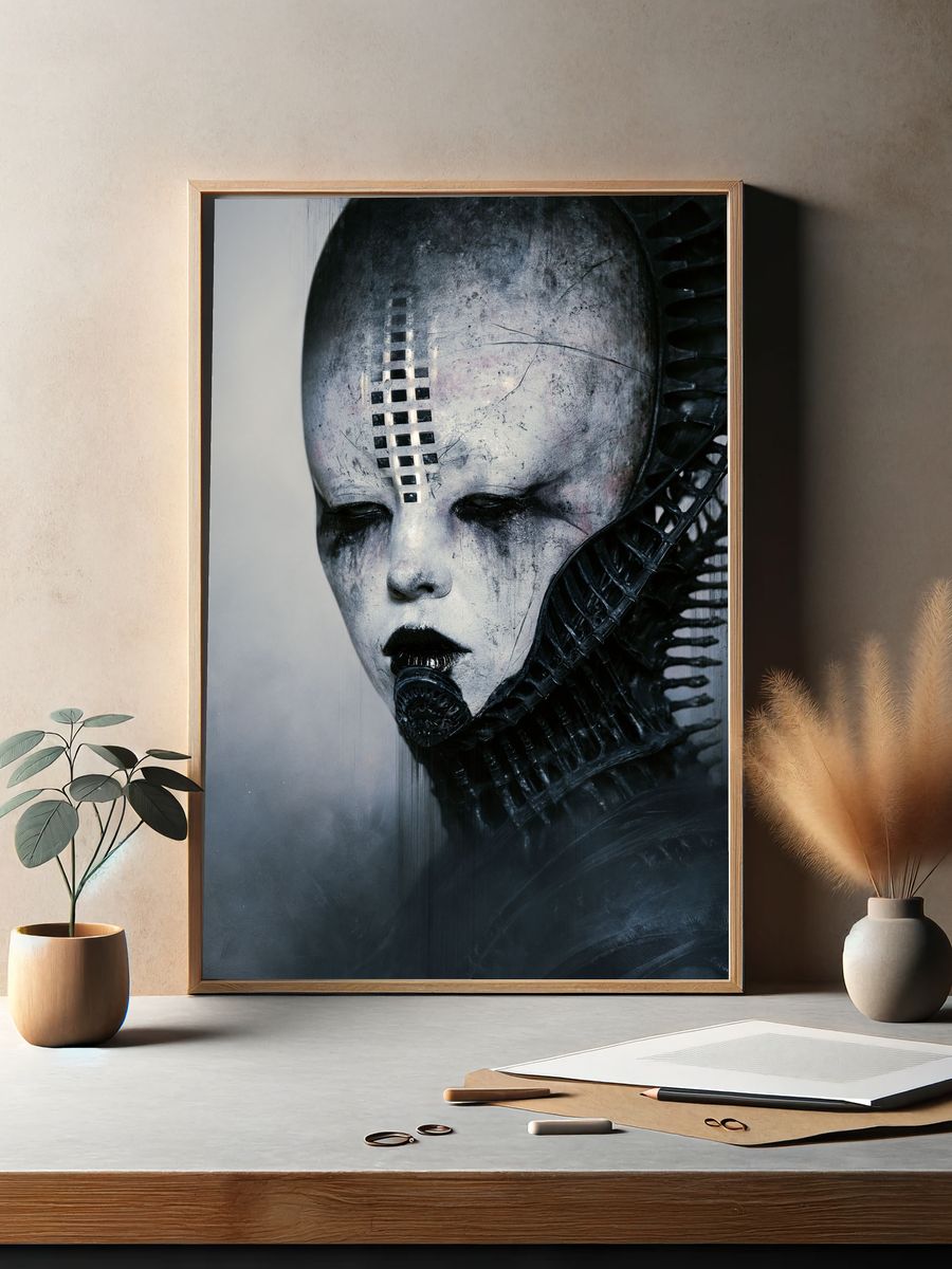 Cyberpunk Mask Portrait Poster. — room view 2