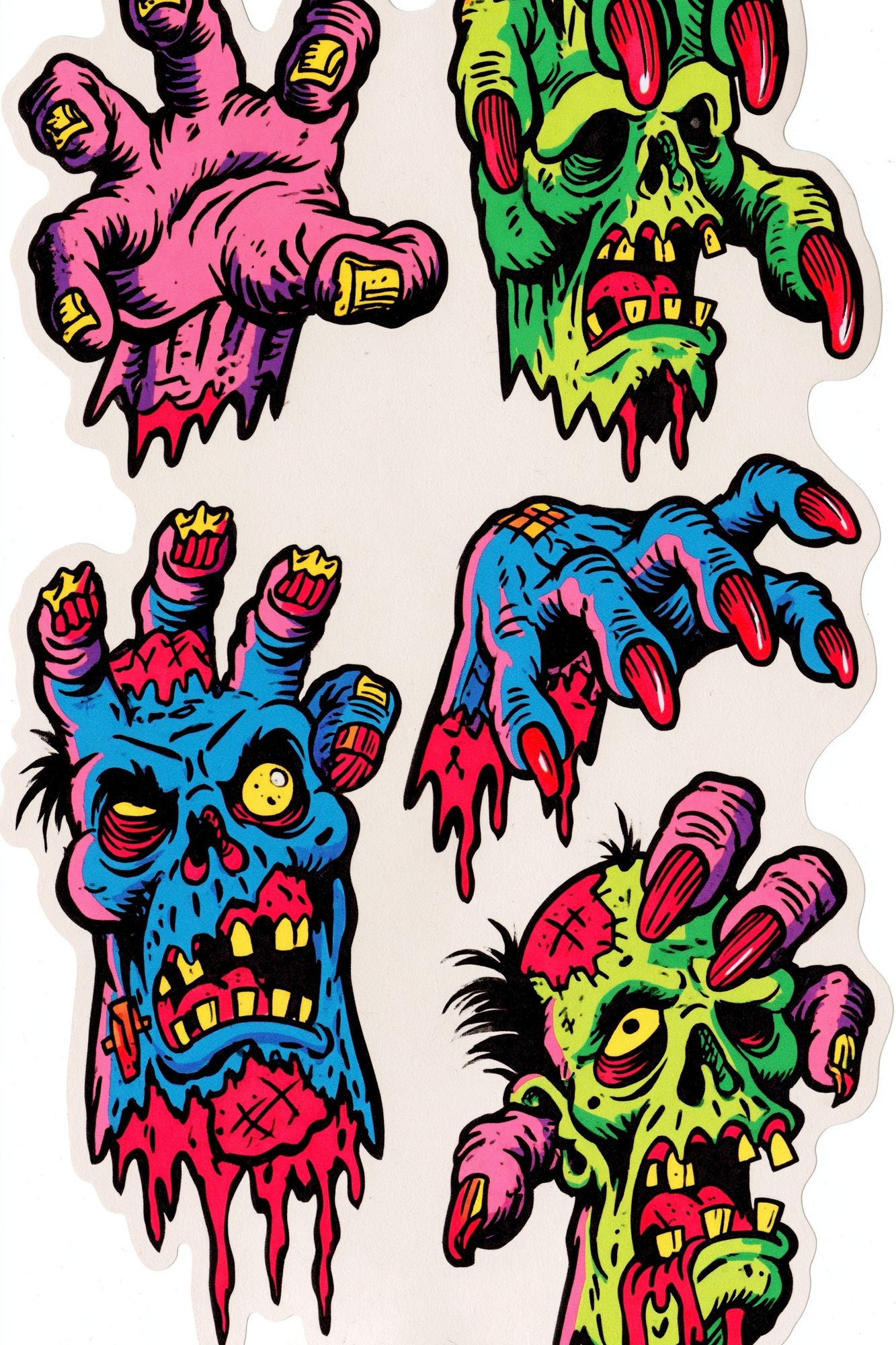 Neon Zombie Hands Illustration Poster. poster — illustration art