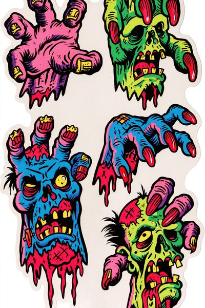 Neon Zombie Hands Illustration Poster. poster