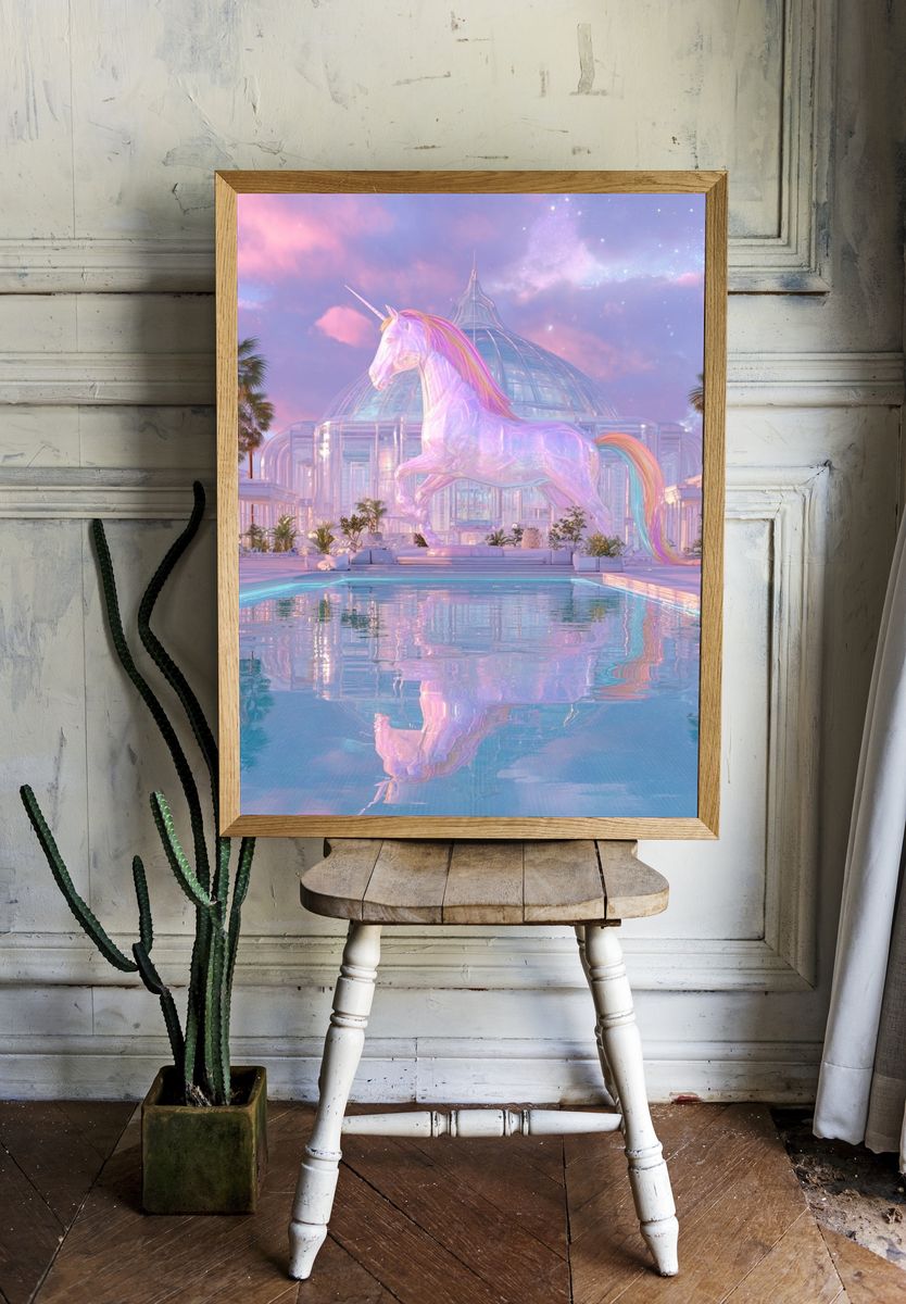 Pastel Unicorn Palace Print. — room view 1