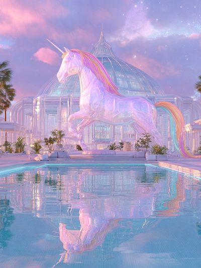 Pastel Unicorn Palace Print.