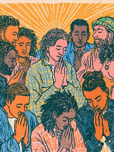 Praying Community Illustration Poster. poster