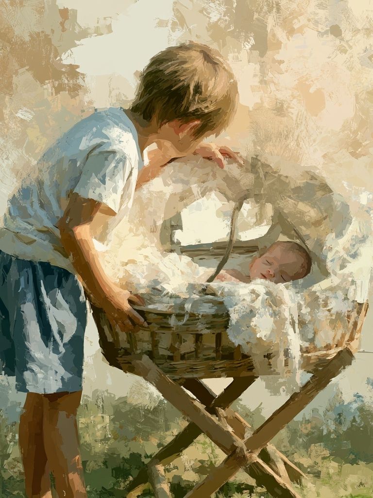 Tender Nursery Moment Illustration Poster. poster — illustration art