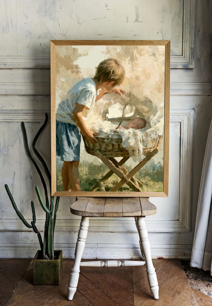 Tender Nursery Moment Illustration Poster. room preview