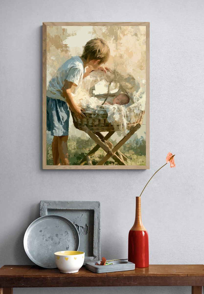 Tender Nursery Moment Illustration Poster. — room view 3