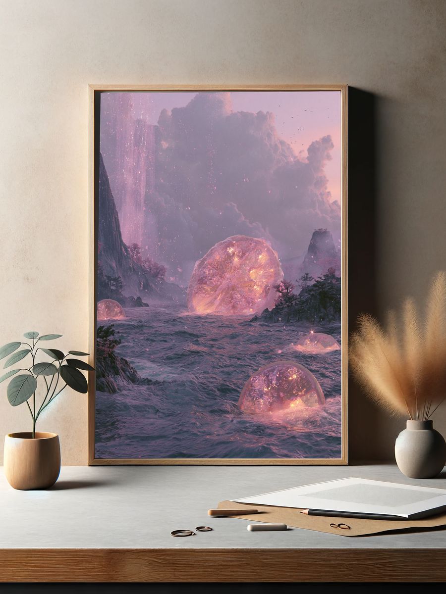 Dreamy Crystal Seascape Poster. — room view 2