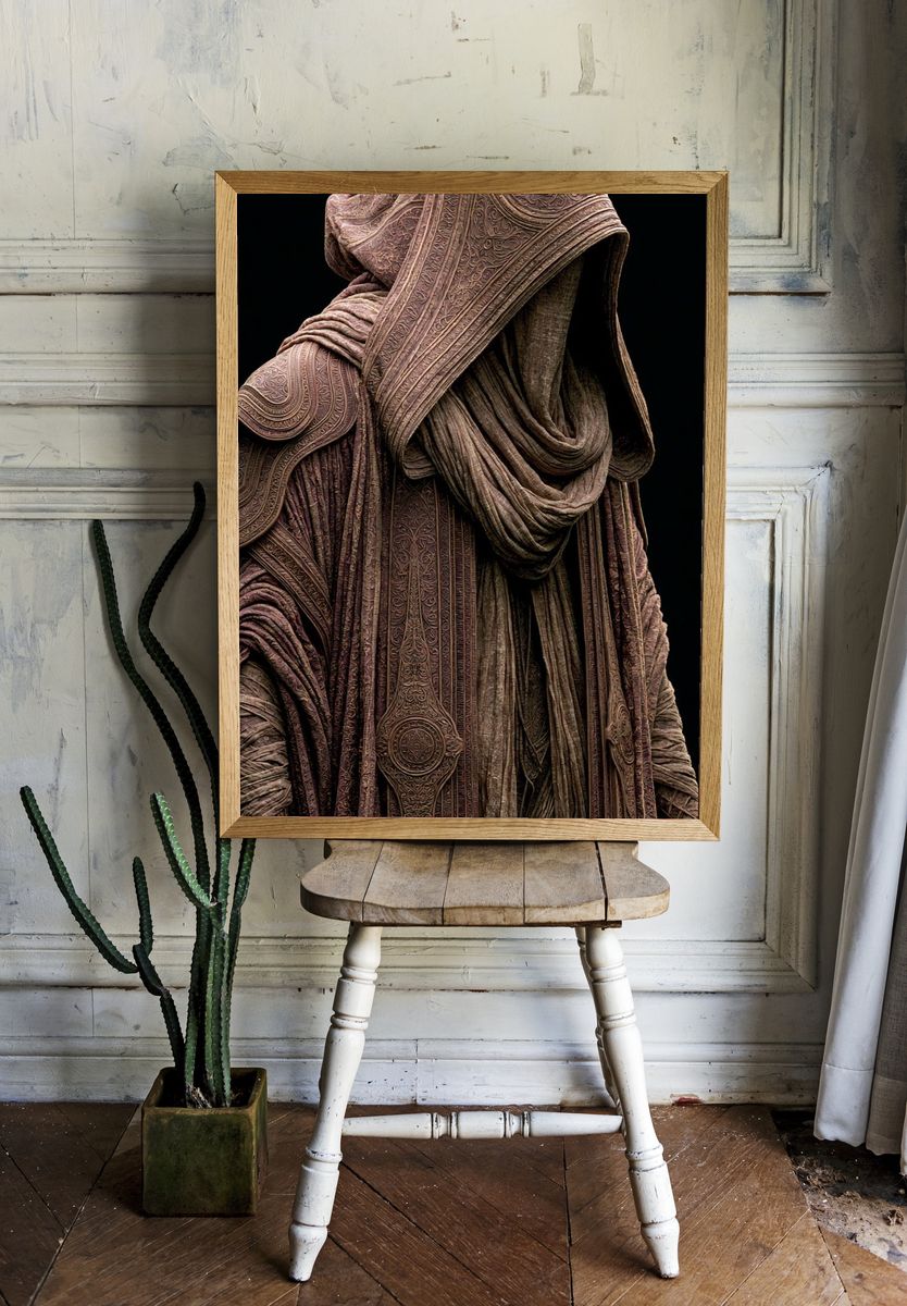 Mystic Hooded Figure Illustration Print. — room view 1