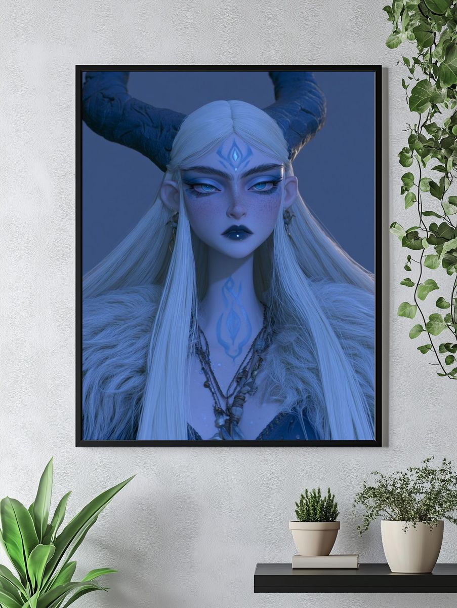 Horned Fantasy Portrait Poster. — room view 4